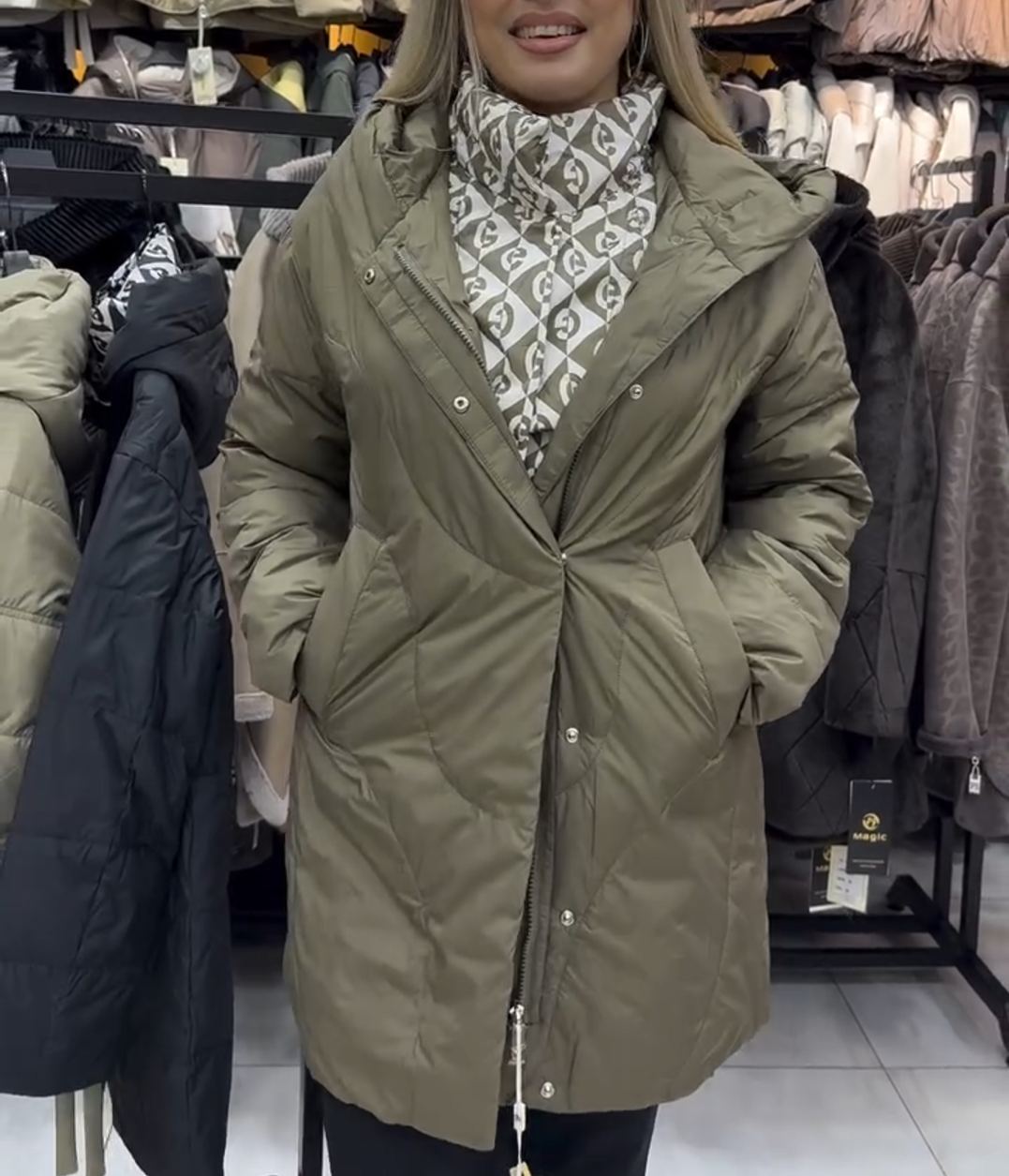 Urban Layered-Look Quilted Down Jacket