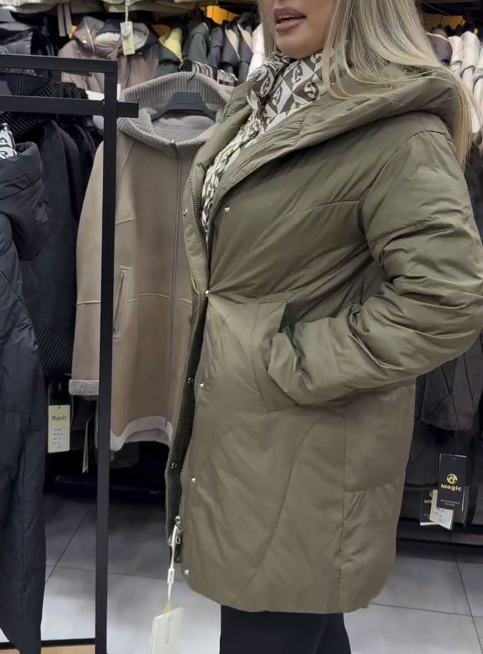 Urban Layered-Look Quilted Down Jacket