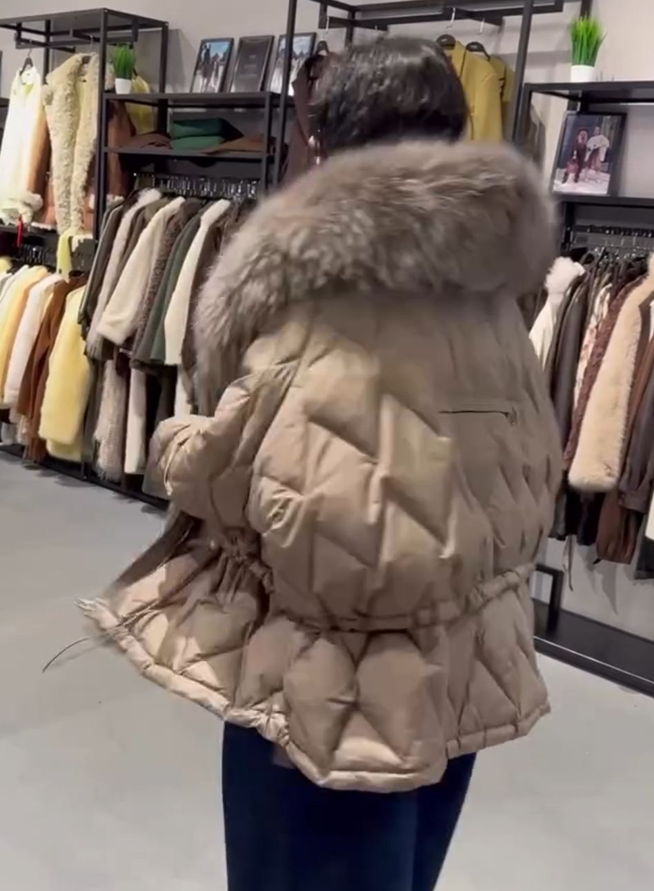 Light Luxury Drawstring-Waist Down Jacket