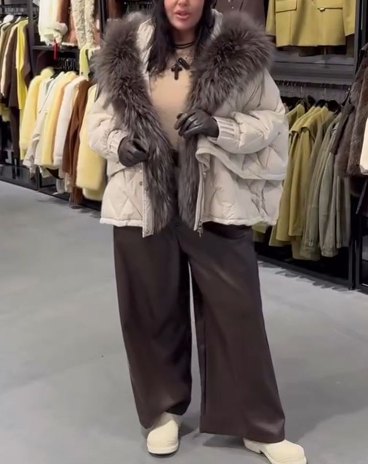 Fashion Drawstring-Waist Down Jacket