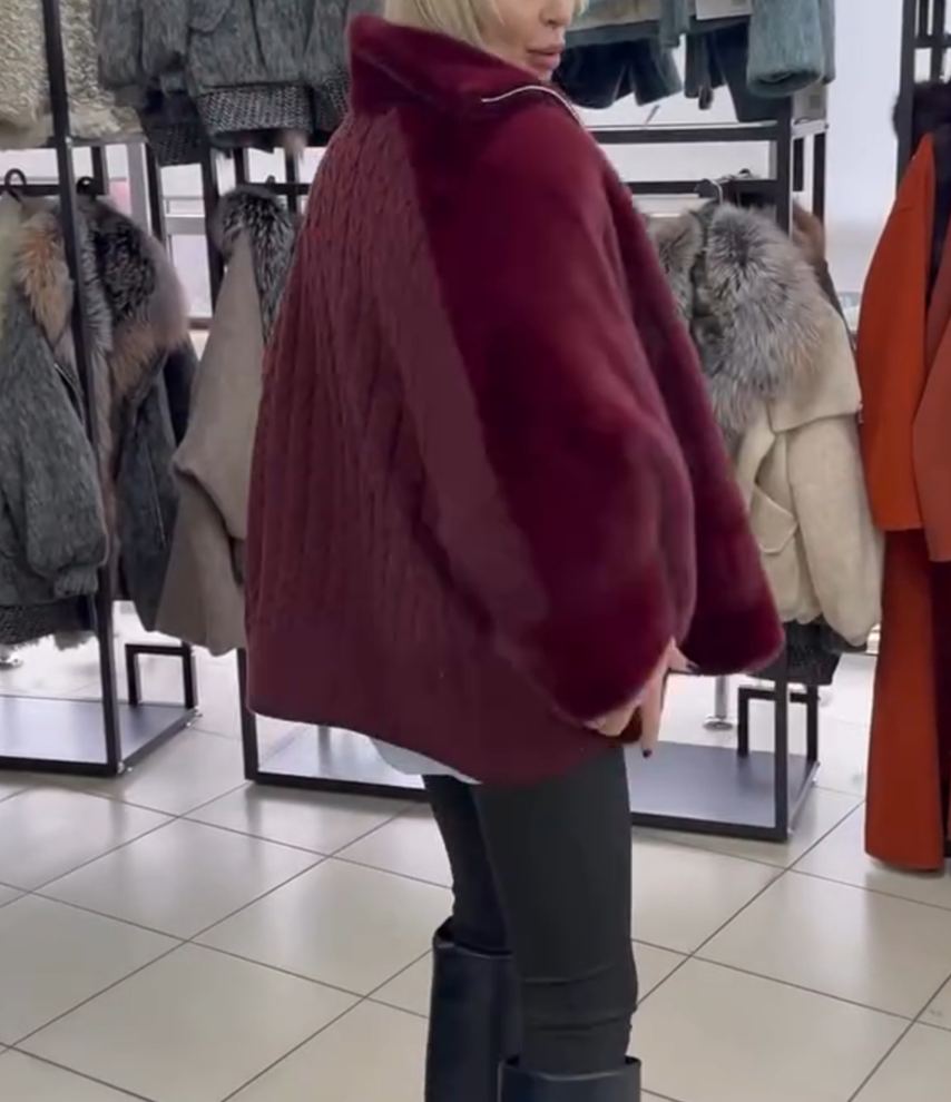 Luxury Textured Burgundy Faux Fur Coat