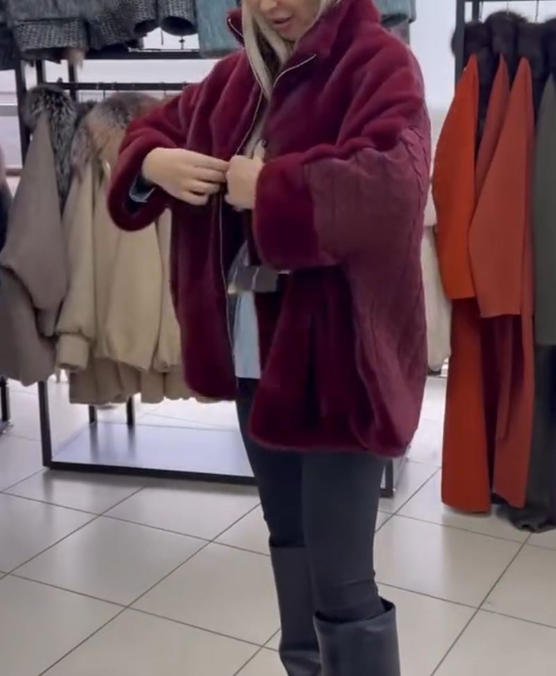 Luxury Textured Burgundy Faux Fur Coat