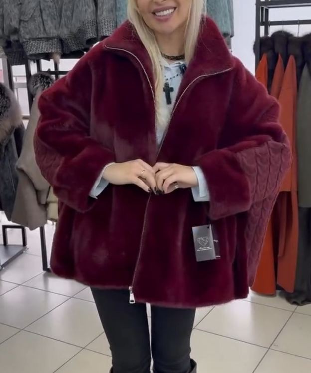 Luxury Textured Burgundy Faux Fur Coat
