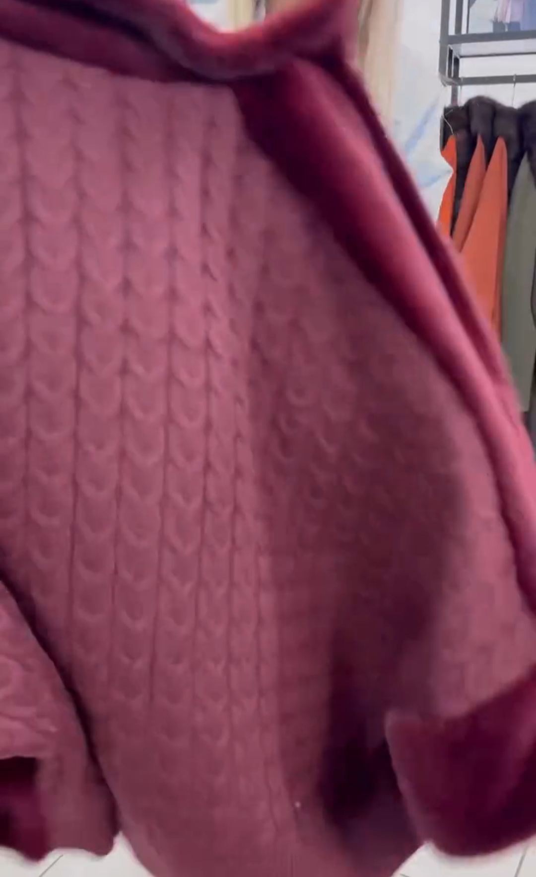 Luxury Textured Burgundy Faux Fur Coat