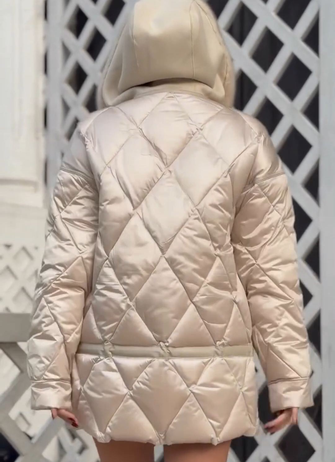 Reversible Luxury Beige Down Jacket
