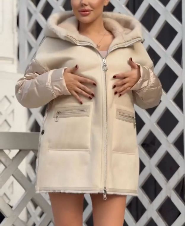 Reversible Luxury Beige Down Jacket