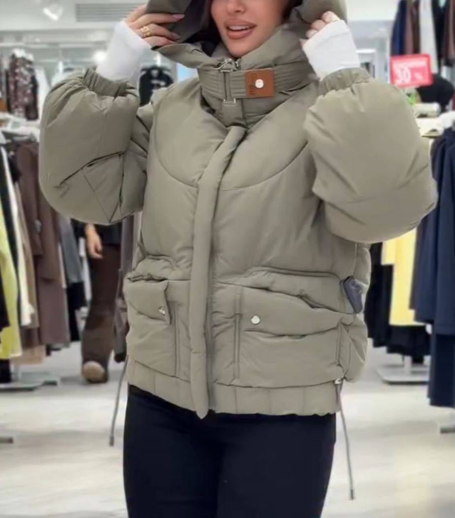 Versatile 3-Color Drawstring Waist Down Jacket