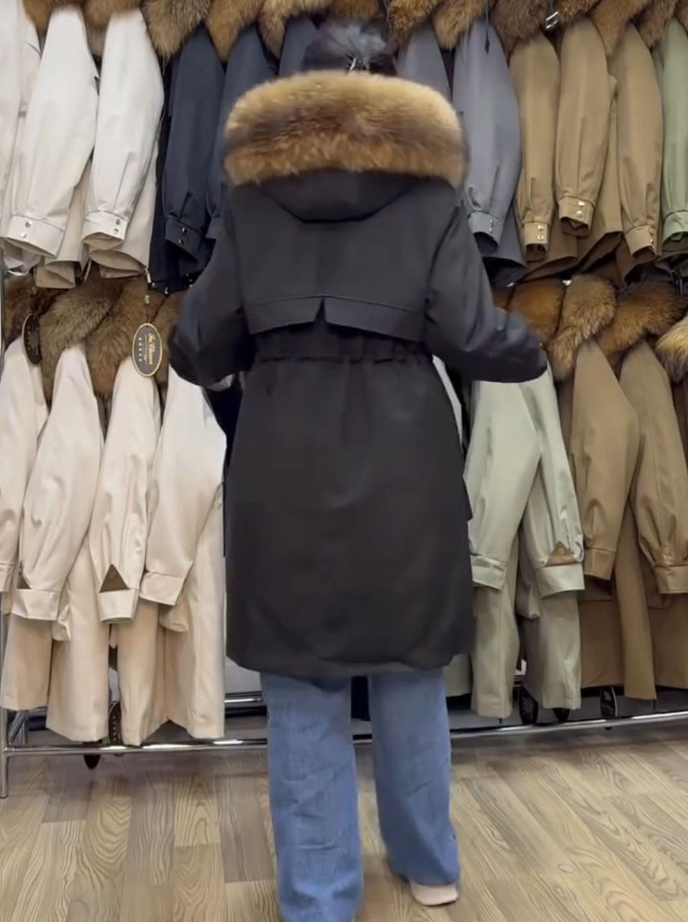 Water-Resistant Windproof Fleece-Lined Parka with Detachable Fur Hood