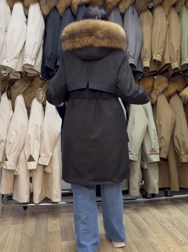 Water-Resistant Windproof Fleece-Lined Parka with Detachable Fur Hood