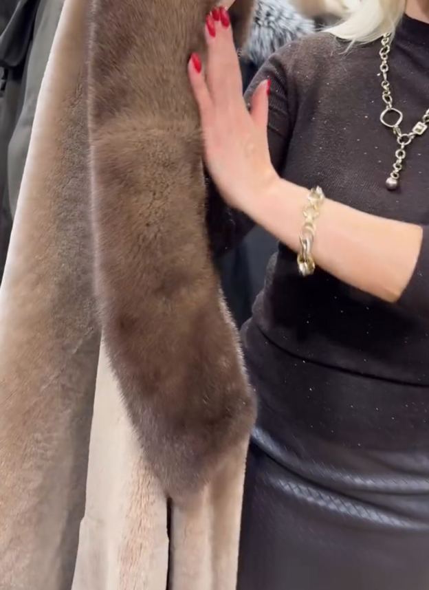 Luxury Color-Blocked Faux Fur Long Coat
