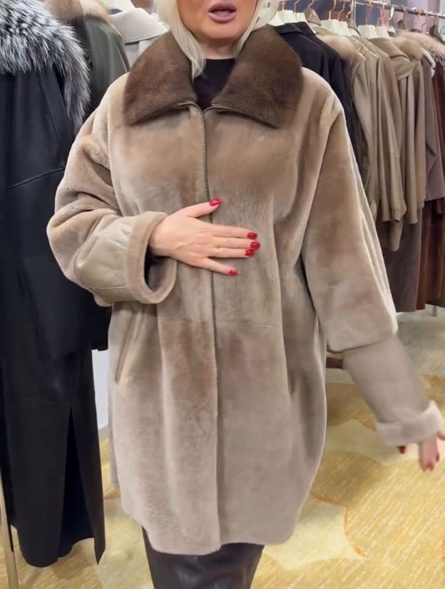 Luxury Color-Blocked Faux Fur Long Coat