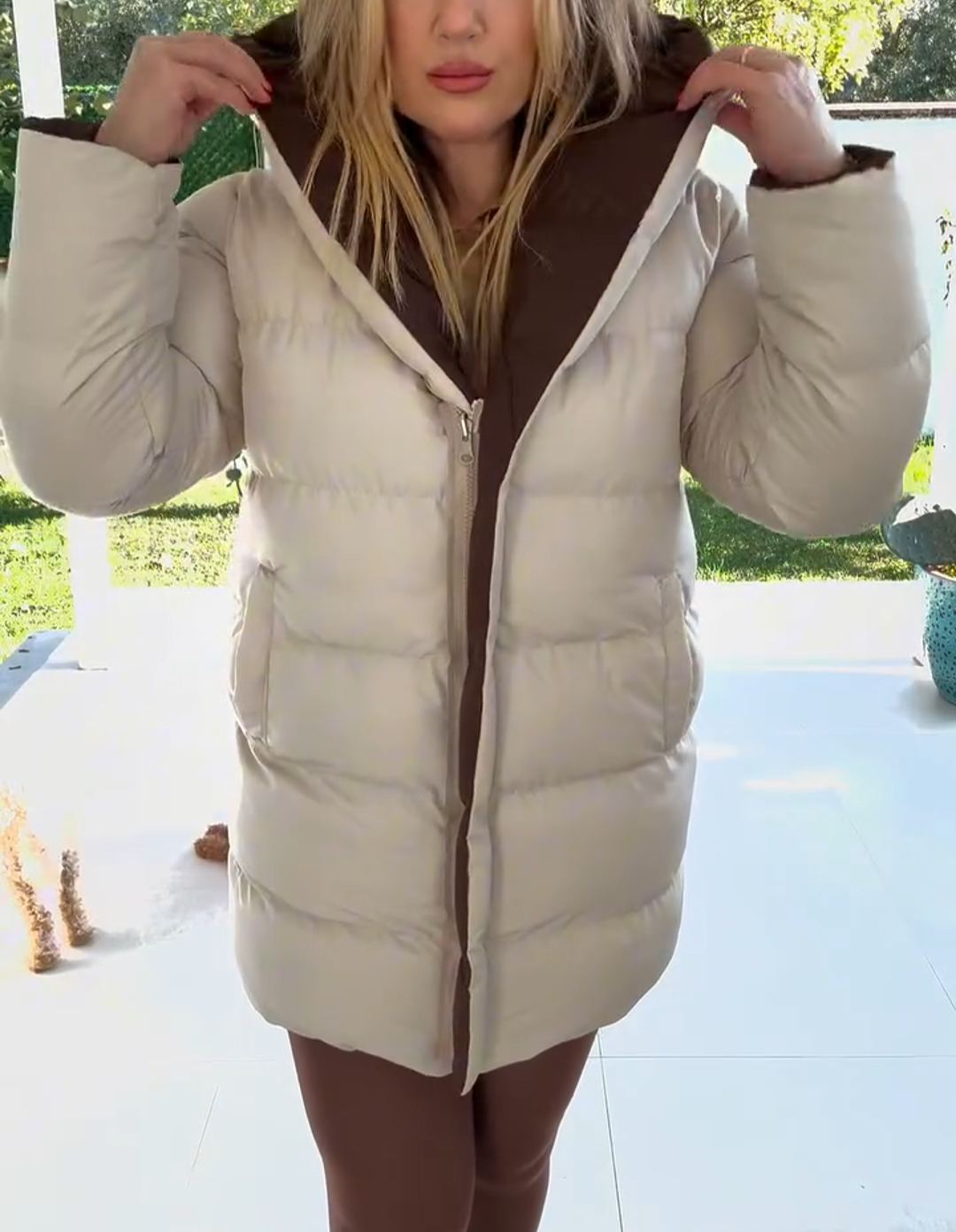 Reversible Brown & Beige Down Jacket