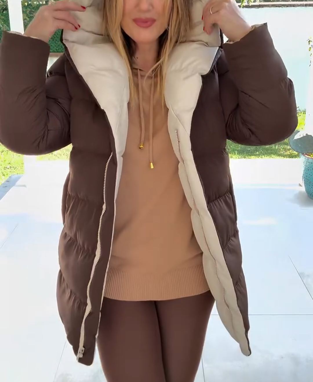 Reversible Brown & Beige Down Jacket