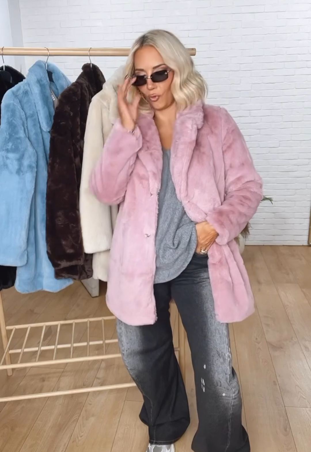 Fashion Age-Reducing Soft-Tone Faux Fur Coat