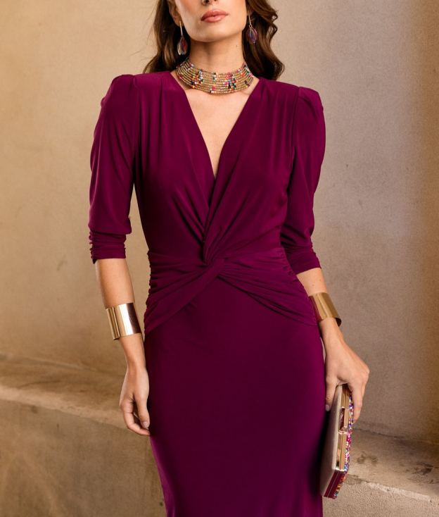 eggplant knot midi dress