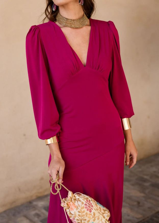 Asymmetrical ruffle midi dress