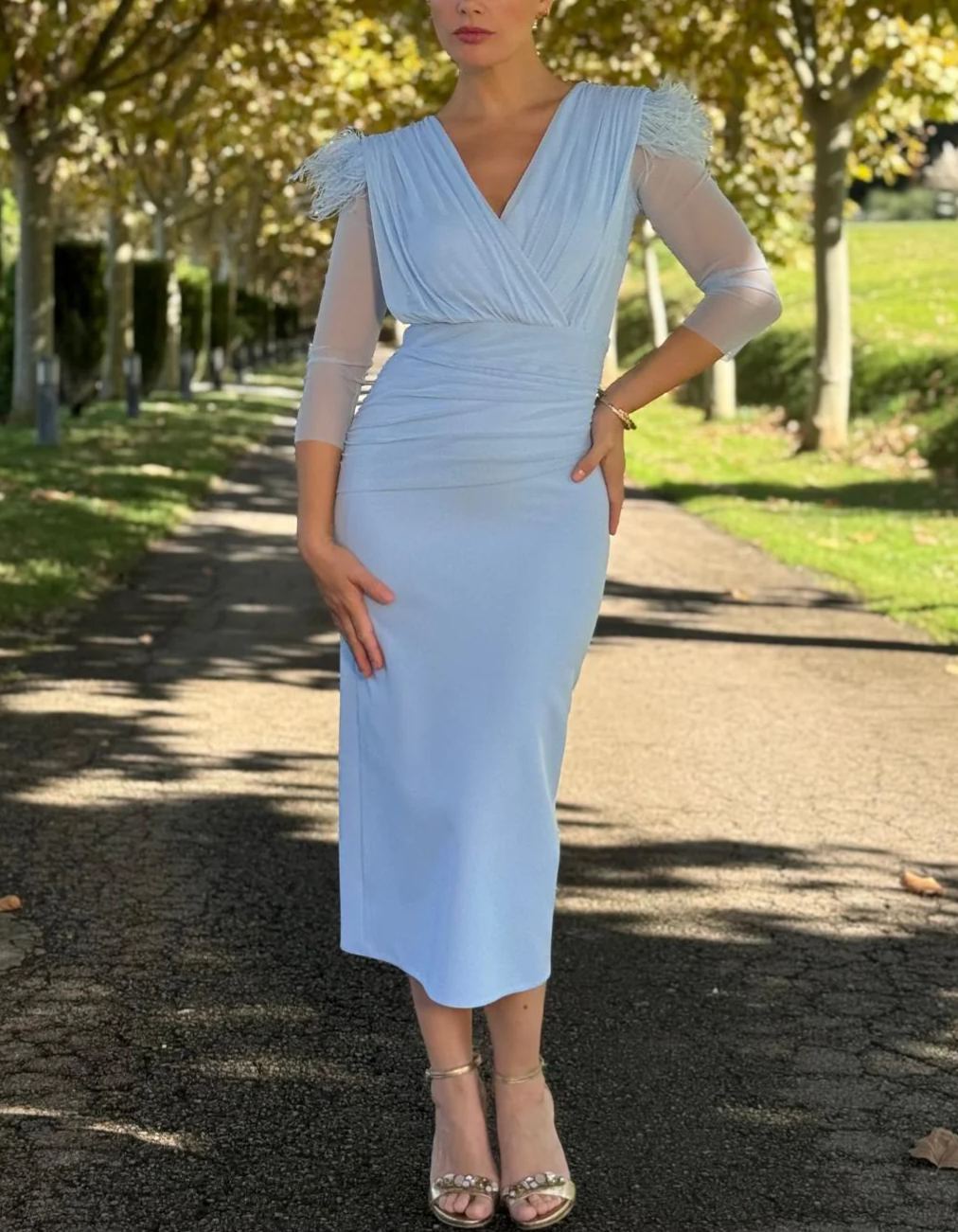 Leonor Dress V-Neck Light Blue