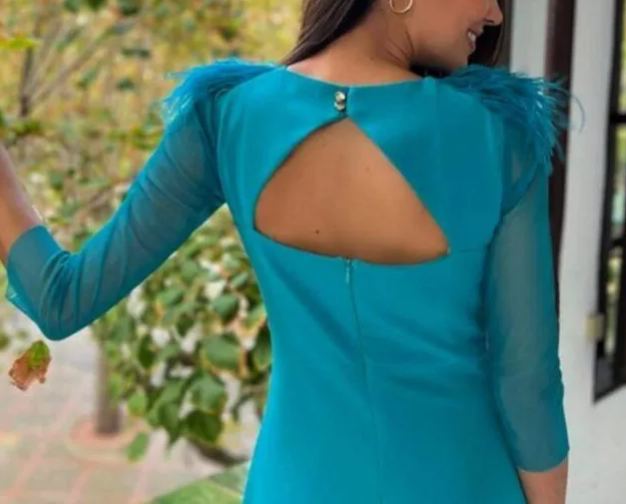 Leonor Dress V-Neck petrol blue