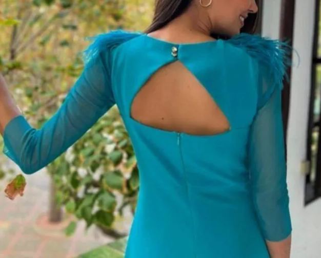 Leonor Dress V-Neck petrol blue