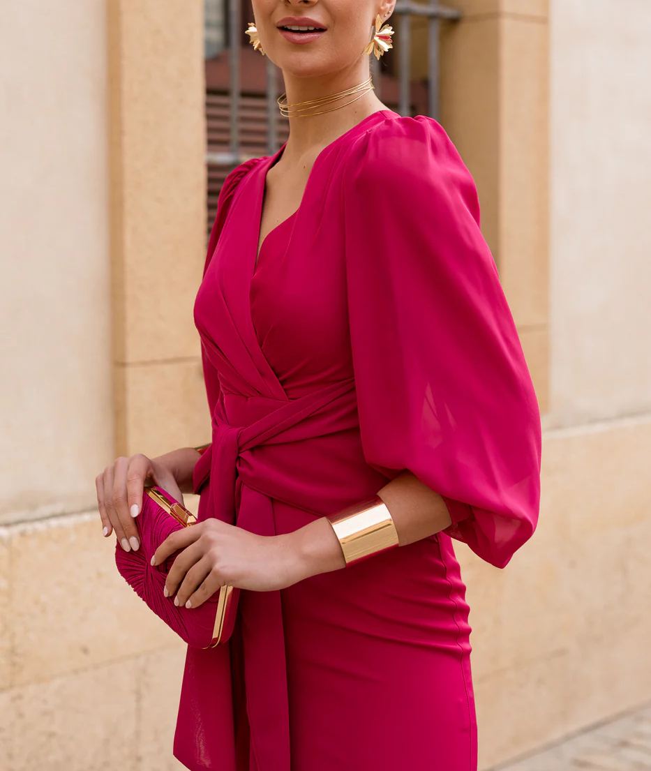 Cherry midi maxi dress with a tie at the waist