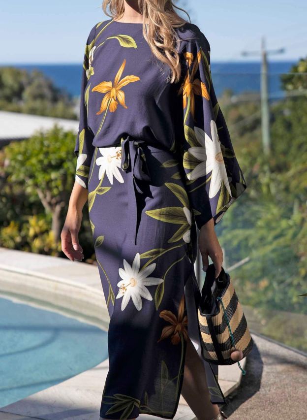 Midnight Blooms Tie Dress