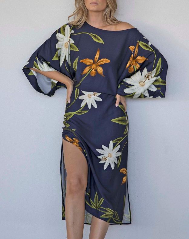 Midnight Blooms Tie Dress