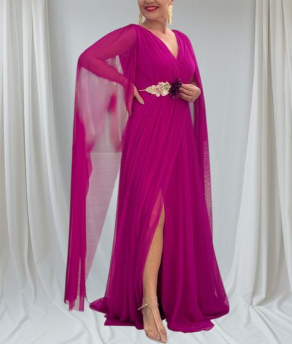 LADIES' DRESS WITH CAPE