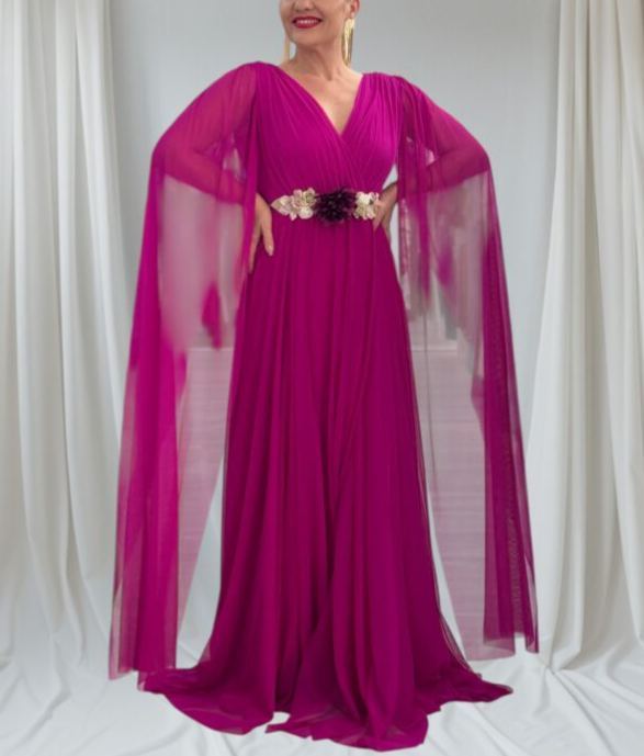 LADIES' DRESS WITH CAPE