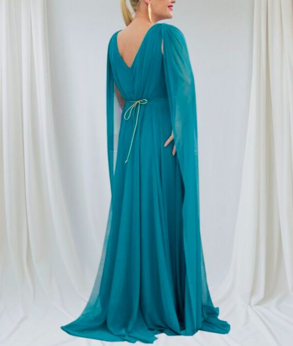 LADIES' DRESS WITH CAPE