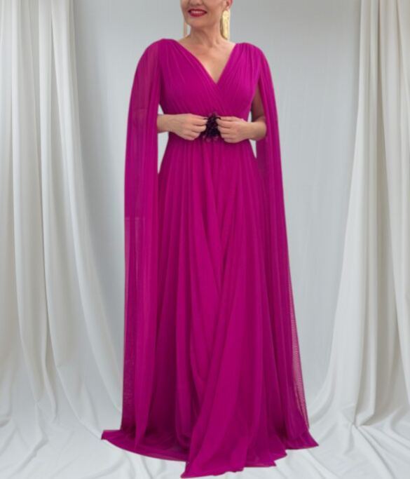 LADIES' DRESS WITH CAPE