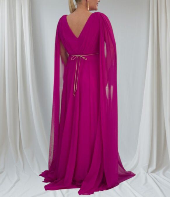 LADIES' DRESS WITH CAPE