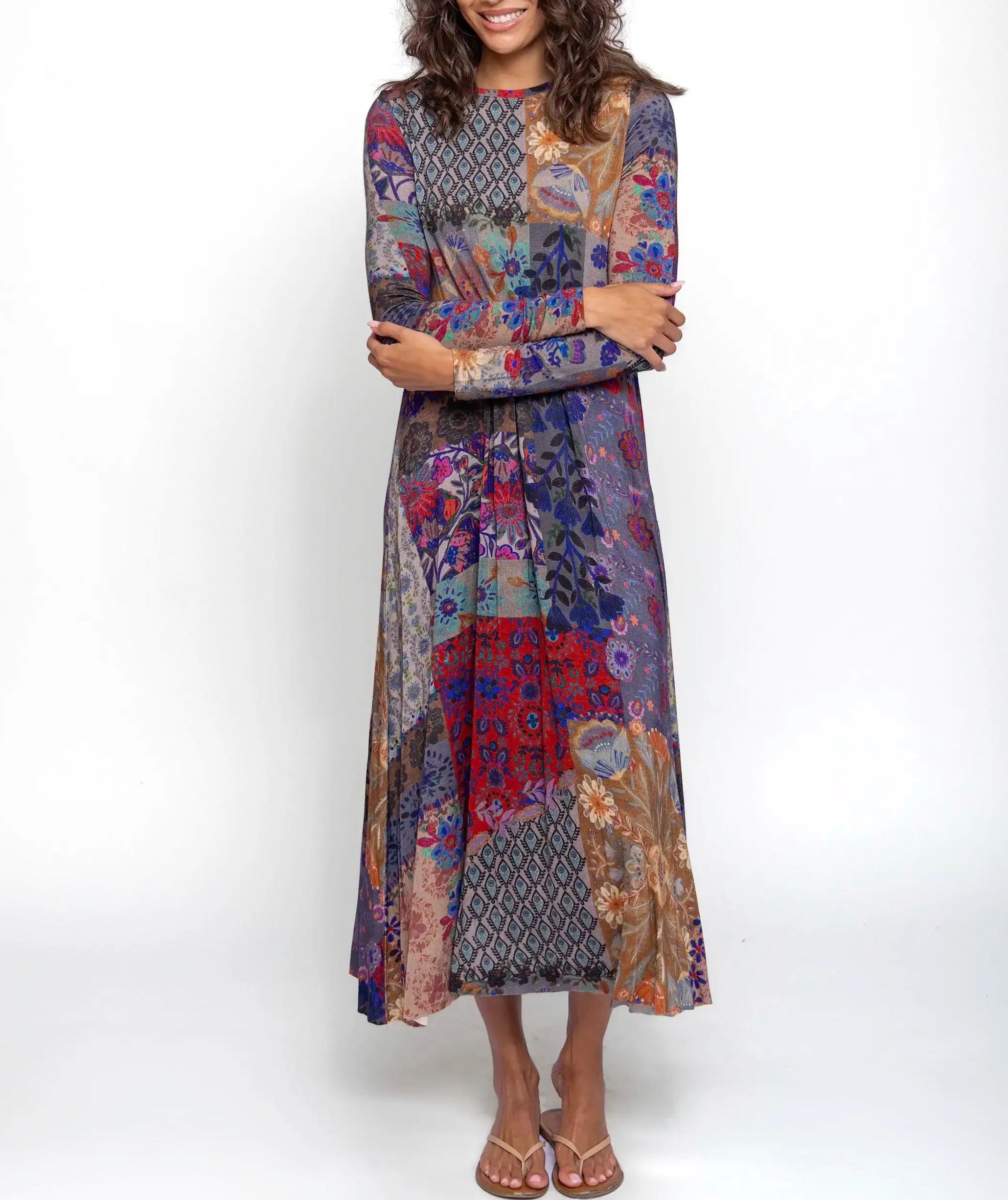 Stevie "ButterSoft" Knit Maxi Dress - Blue Patchwork