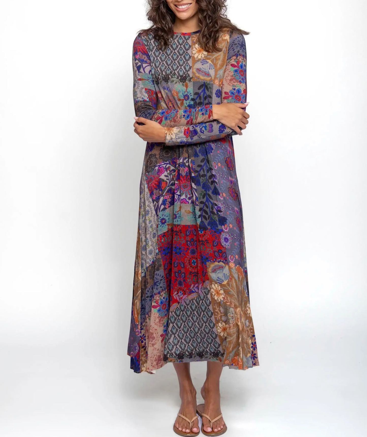 Stevie "ButterSoft" Knit Maxi Dress - Blue Patchwork