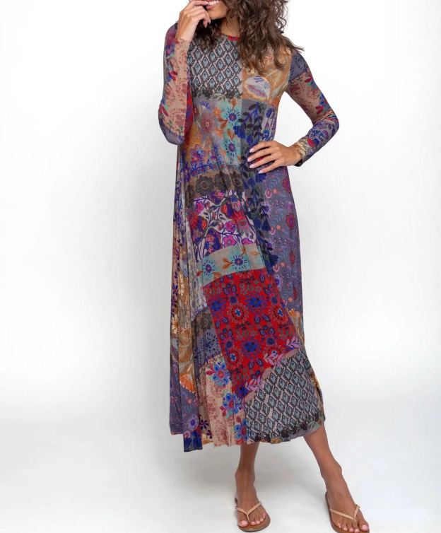 Stevie "ButterSoft" Knit Maxi Dress - Blue Patchwork