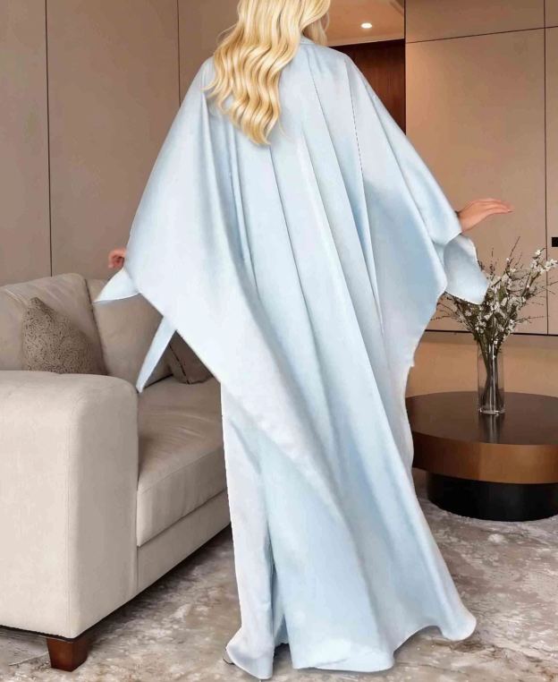 Elegant Satin Pleated Batwing Sleeve Maxi Dress