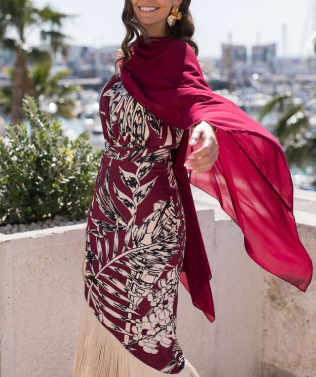 Cherry halter neck fringe dress