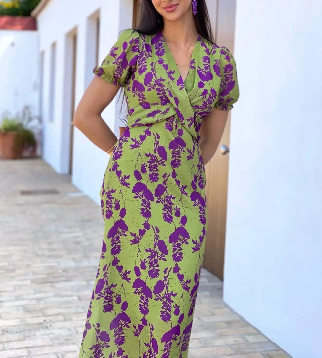 WOMEN'S BOHO FLORAL V-NECK DRESS