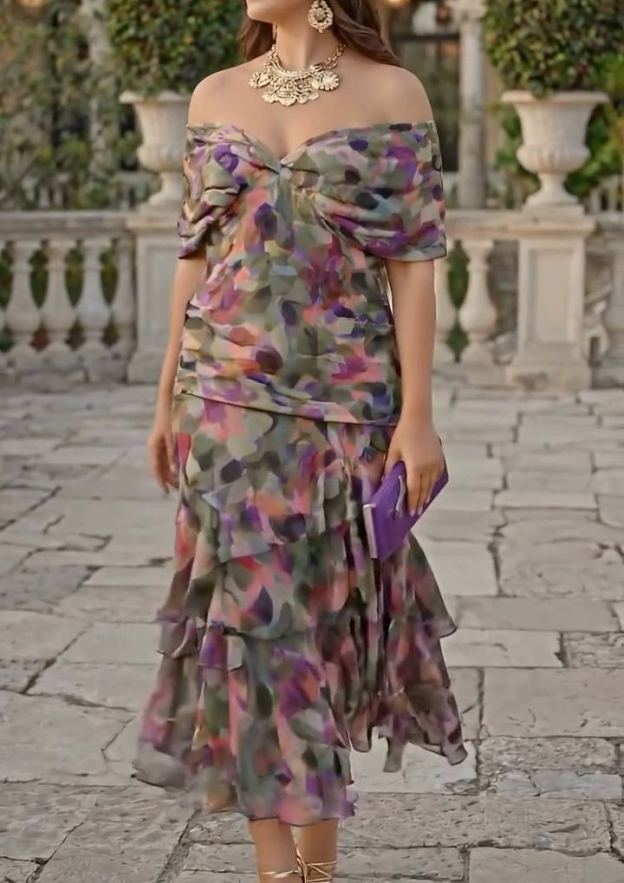 Multi-layered Ruffled Hem Elegant Dress