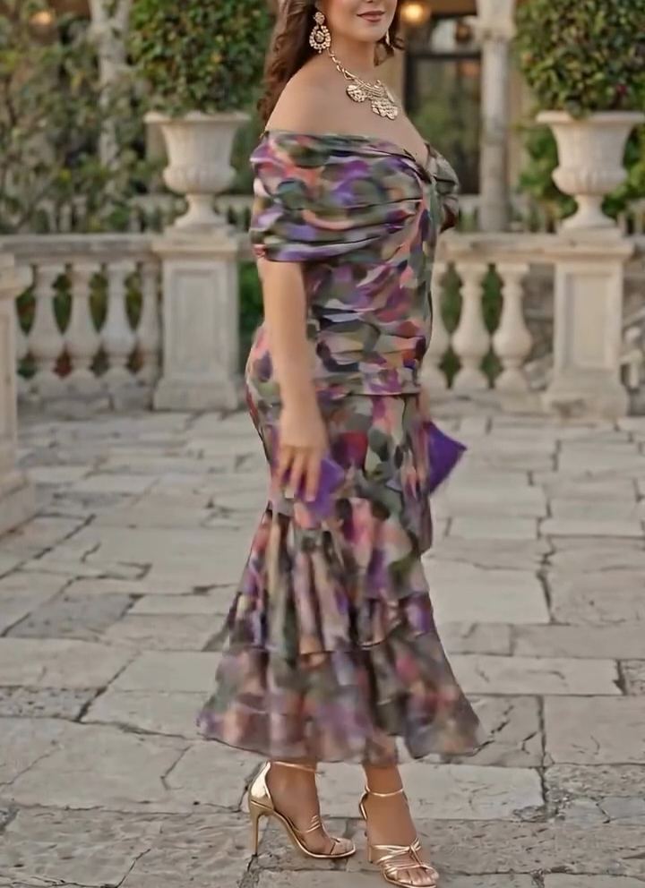 Multi-layered Ruffled Hem Elegant Dress