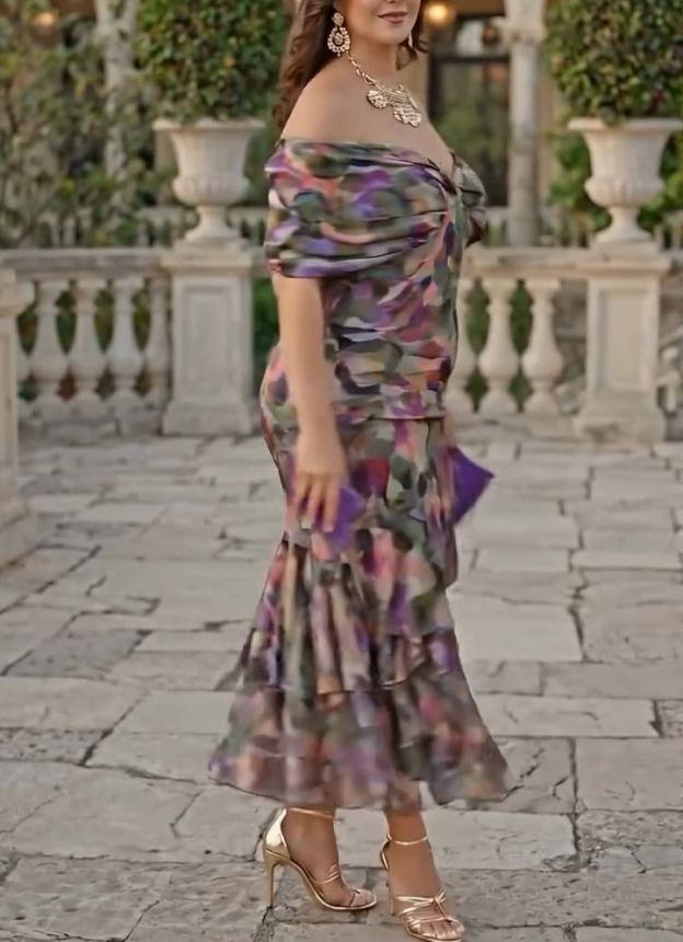 Multi-layered Ruffled Hem Elegant Dress