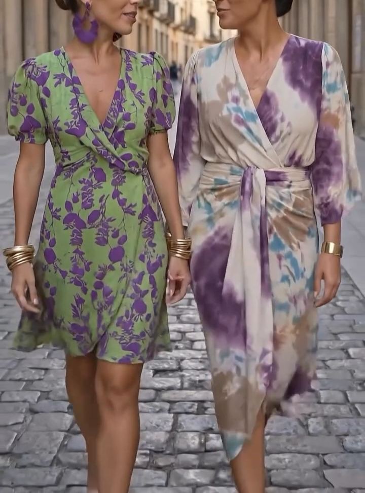 Women's Bohemian Floral V-Neck Cropped Dress