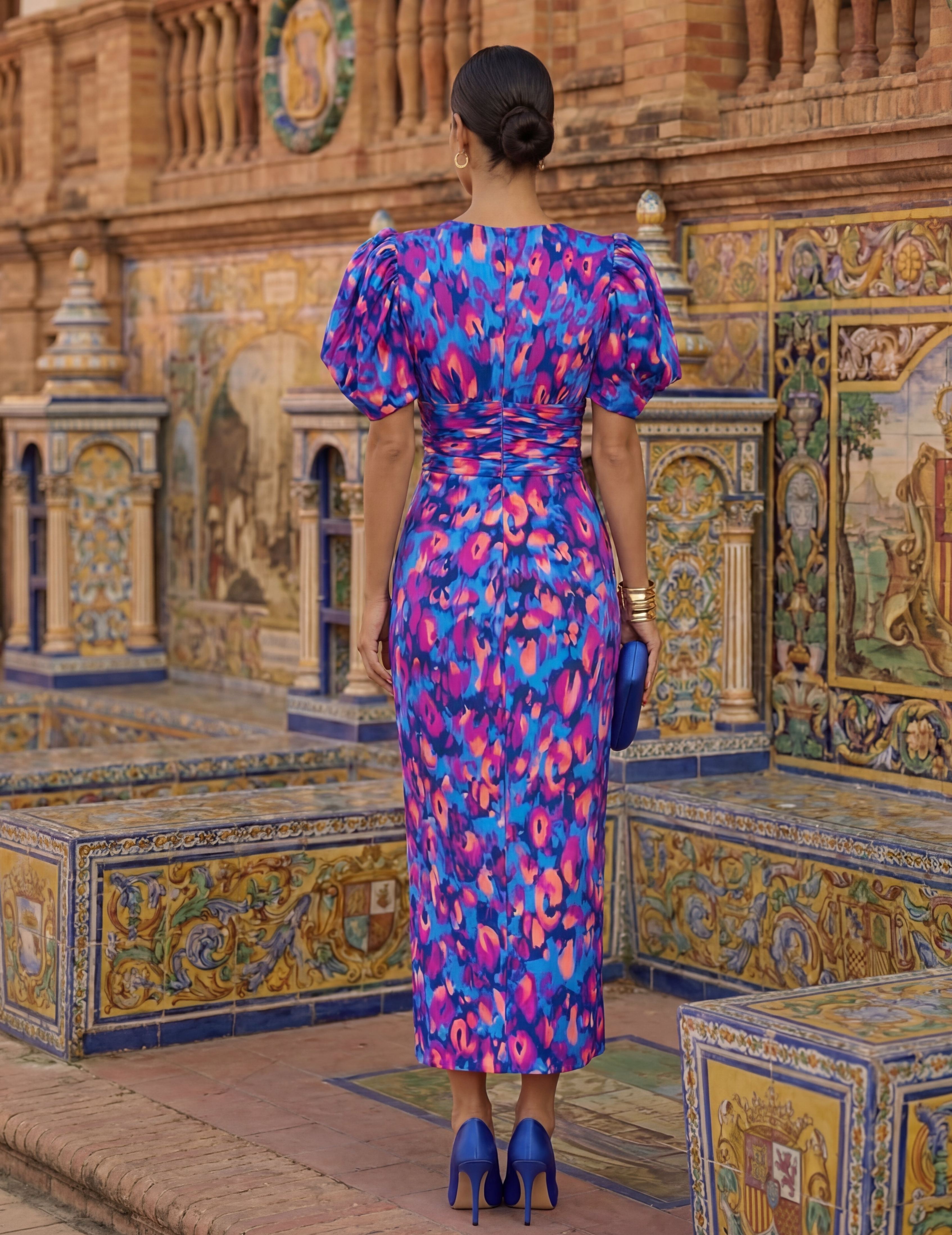 Ani | Elegant Summer Dress | Orange/Purple