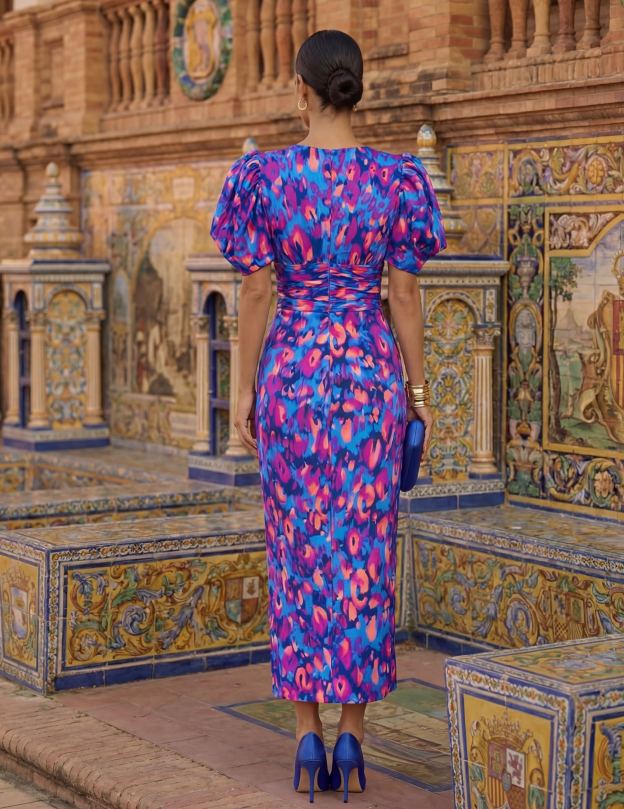 Ani | Elegant Summer Dress | Orange/Purple