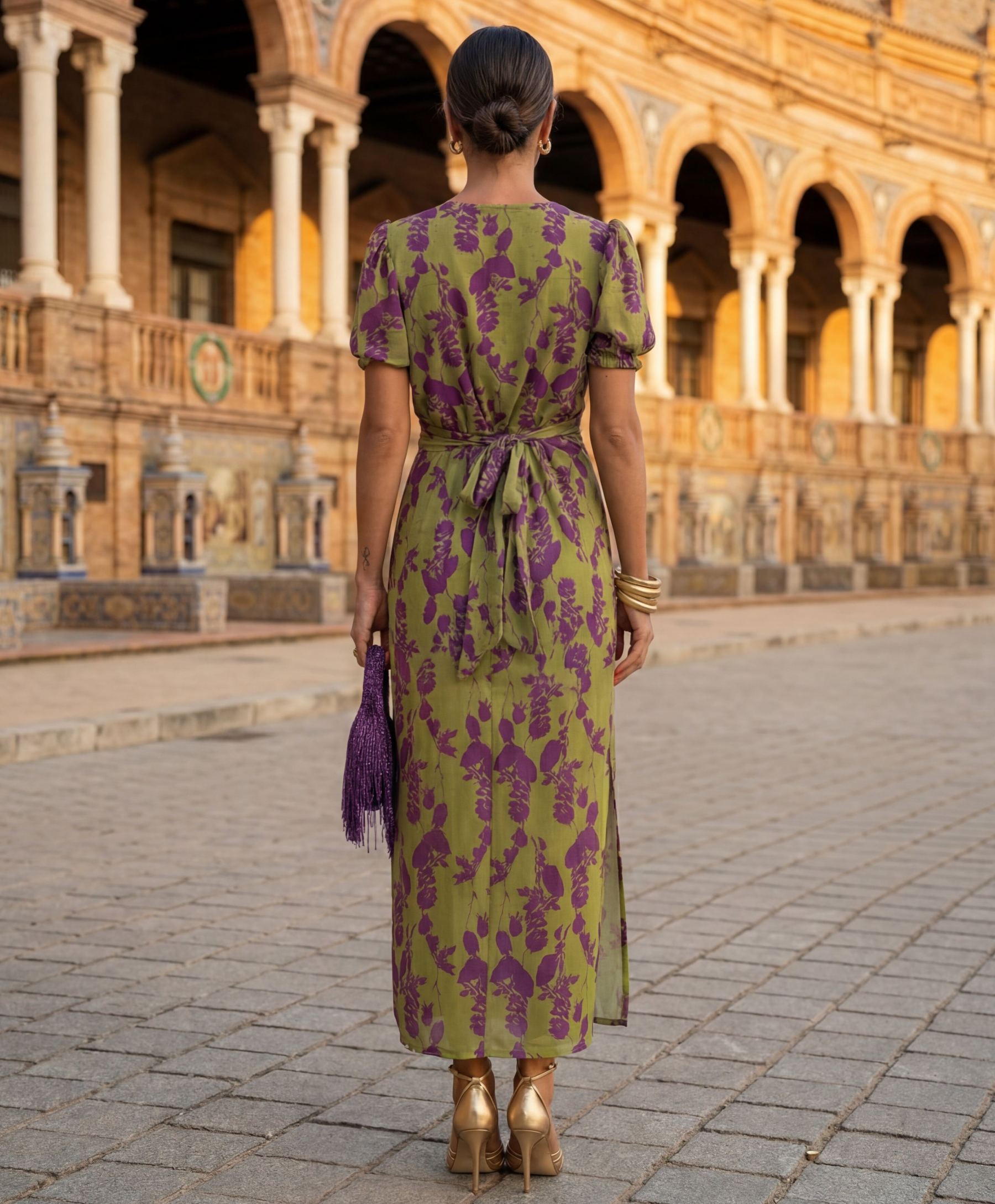 Women's Bohemian Floral V-Neck Cropped Dress