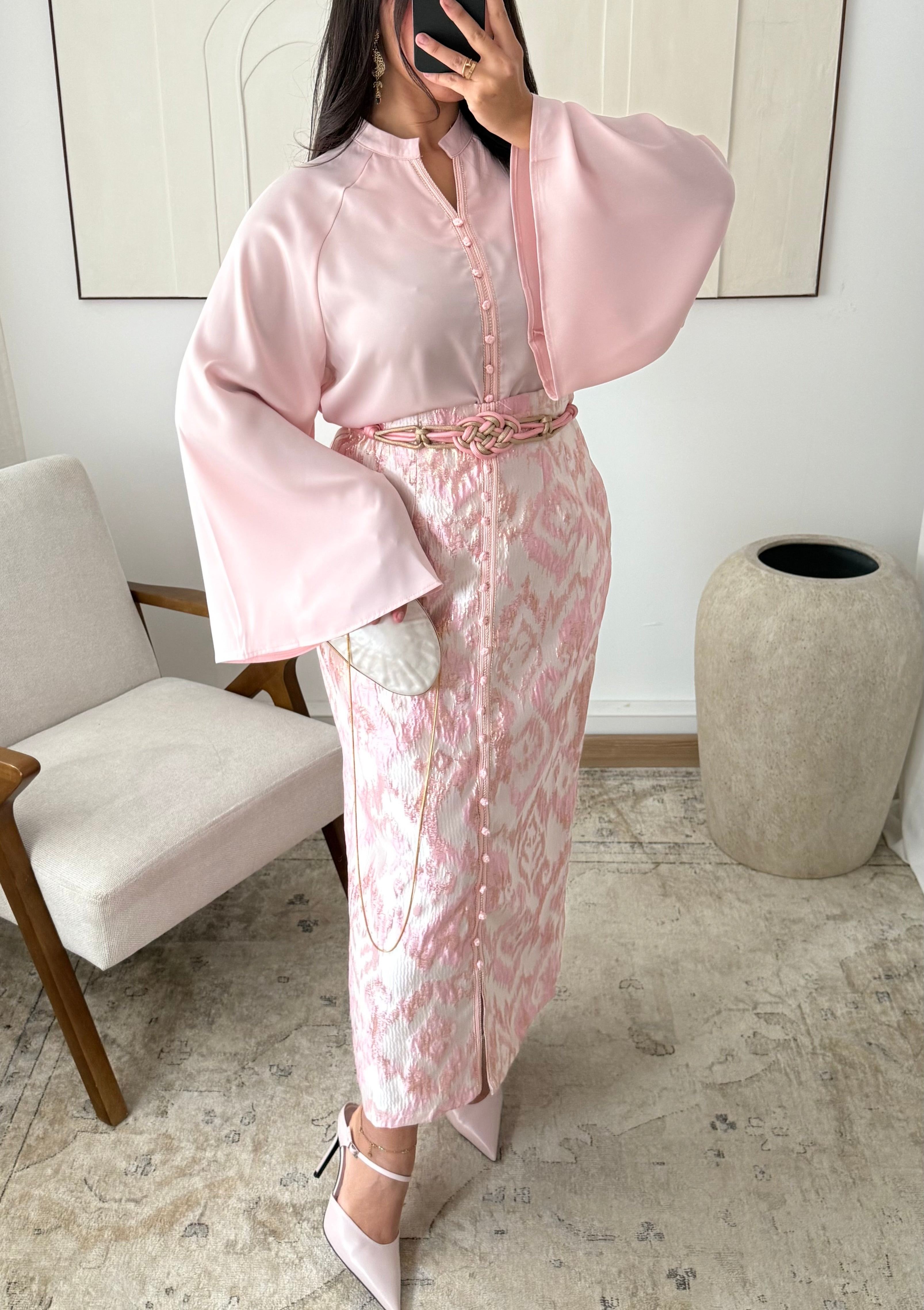 Gold brocade skirt set I Rose