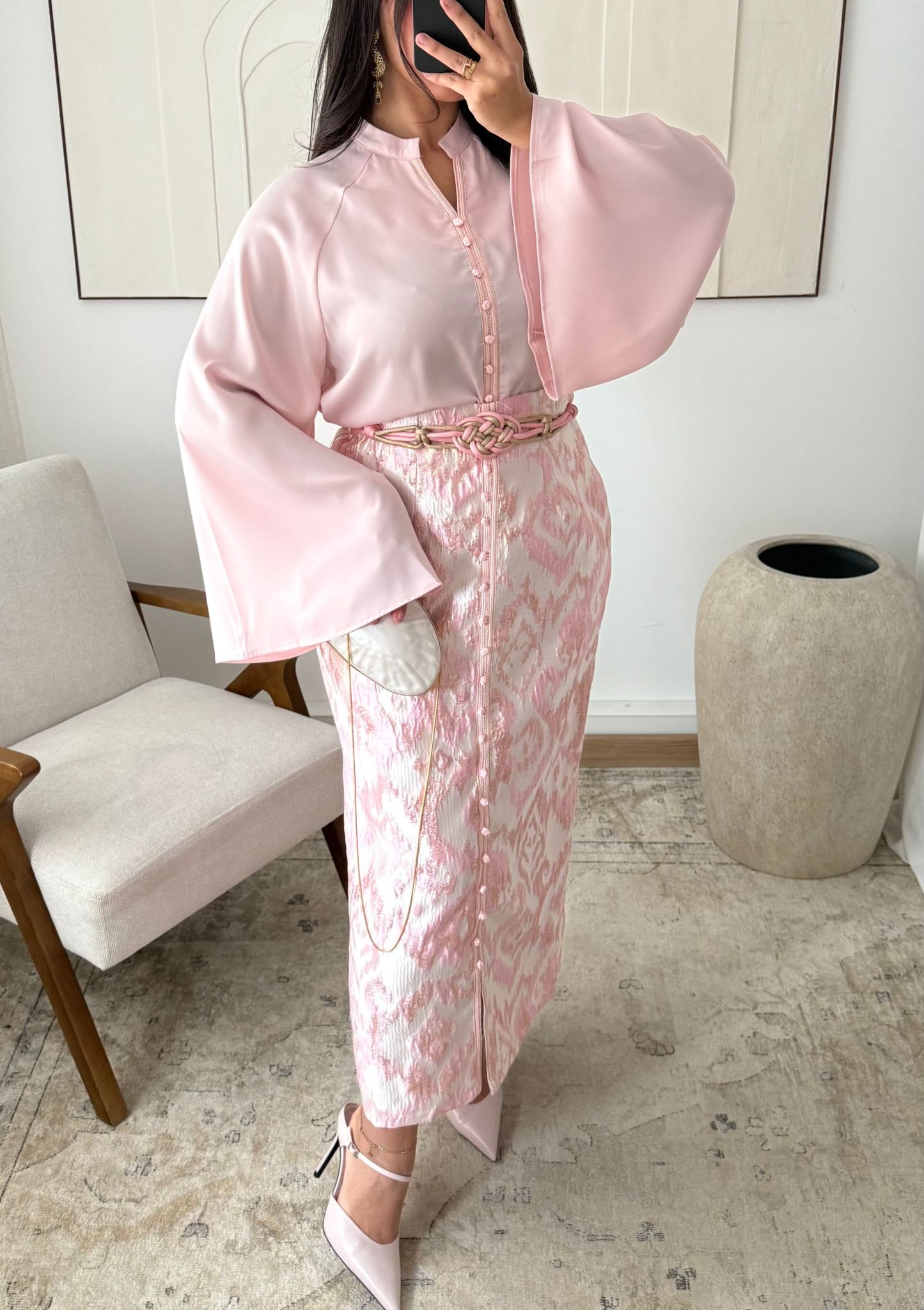 Gold brocade skirt set I Rose