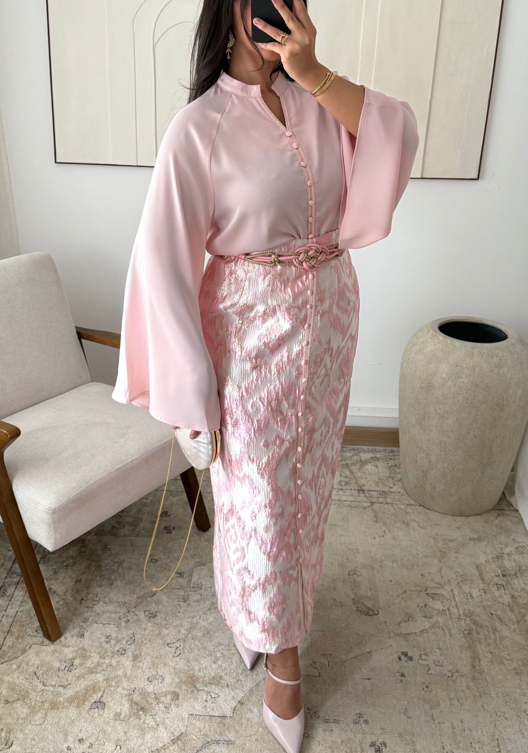 Gold brocade skirt set I Rose