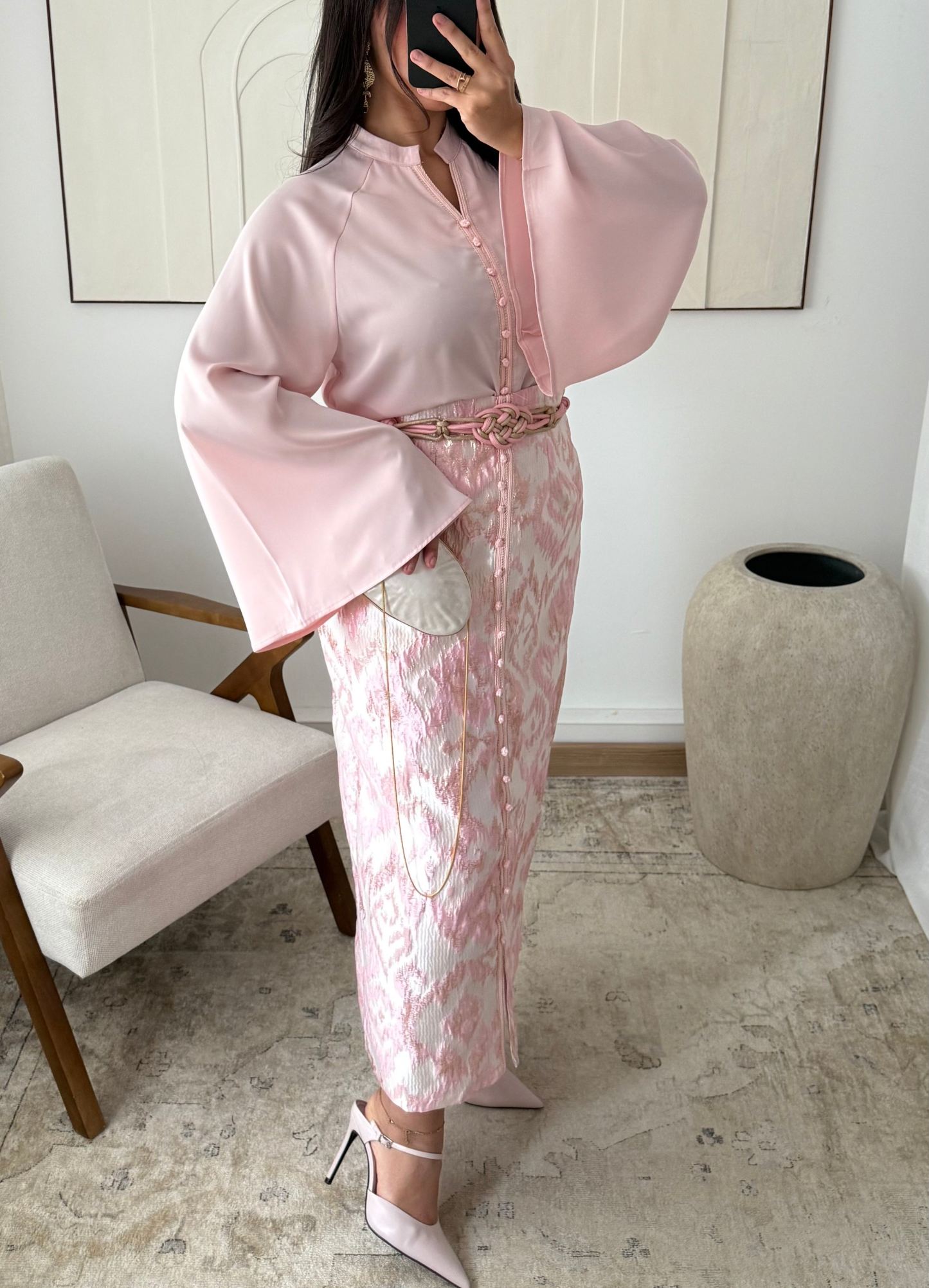 Gold brocade skirt set I Rose