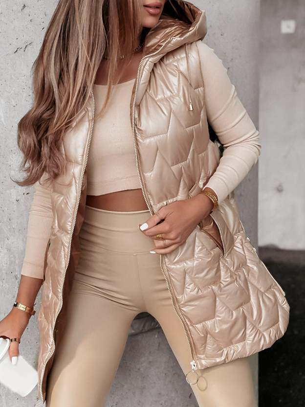 Chaleco de plumón de pato con capucha de lujo