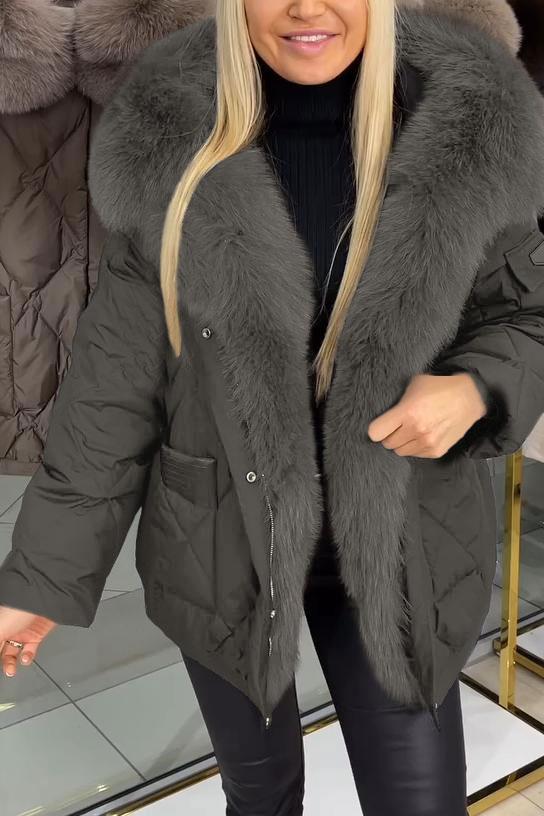 Warm fur collar jacket